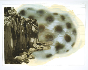 Untitled, Inkjet print with gouache, tea, spice and sparkle on Rives BFK Paper 30 x 22 inches, 2010