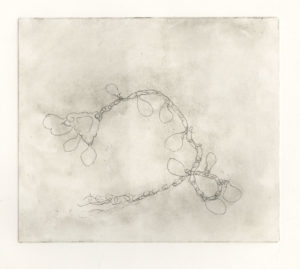 line drawing of a chain necklace, Chains, Copper Plate Etching, 15 x 11 inches, Variable Edition: 3, 2009